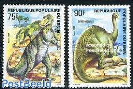 Benin 1984 Prehistoric Animals 2v, Mint NH, Nature - Prehistoric Animals - Unused Stamps