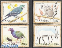 Tanzania 1998 Animals 4v, Mint NH, Nature - Animals (others & Mixed) - Birds - Parrots - Tanzanie (1964-...)