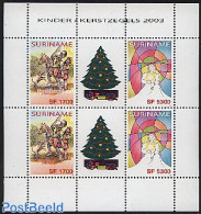 Suriname, Republic 2003 Christmas M/s, Mint NH, Nature - Religion - Dogs - Christmas - Noël