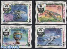 Somalia 1977 I.C.A.O. 4v, Mint NH, Transport - Balloons - Aircraft & Aviation - Airships