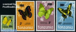 Tanzania 1975 Butterflies Overprints 4v, Mint NH, Nature - Butterflies - Tanzanie (1964-...)