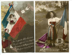 LOT 2 CPA Patriotiques Ecrites France Pour Te Garder Belle Alsacienne (drapeau Soldat) & L'Alsace à Déjà Trop Vu L'autre - Patriotic