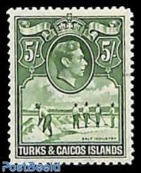 Turks And Caicos Islands 1938 5Sh, Stamp Out Of Set, Unused (hinged) - Other & Unclassified