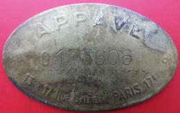 75 PARIS 17e Plaque De Metier APPAVE APAVE - Andere & Zonder Classificatie