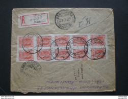 RUSSIA RUSSIE РОССИЯ STAMPS COVER 1923 REGISTER MAIL RUSSLAND TO ITALY FULL STAMPS BLOCK 100 K VERMIGLIO YVERT N. 208b - Covers & Documents