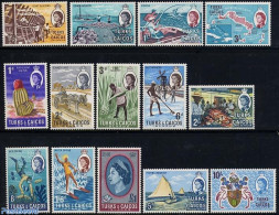 Turks And Caicos Islands 1967 Definitives 14v, Unused (hinged), History - Nature - Transport - Various - Coat Of Arms .. - Poissons