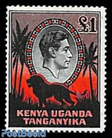 East Africa 1938 1pound, Perf. 14, Stamp Out Of Set, Unused (hinged), Nature - Cat Family - Autres & Non Classés