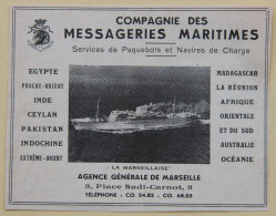 Publicité, Compagnie Des Messageries Maritimes, Marseille, 1950 - Advertising