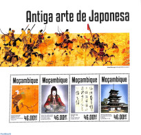 Mozambique 2014 Japanese Art 4v M/s, Mint NH, Nature - Birds - Art - East Asian Art - Handwriting And Autographs - Pai.. - Mozambique