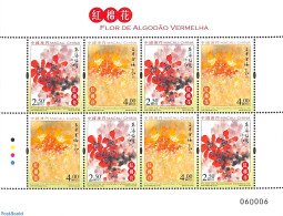 Macao 2022 Red Cotton Flower M/s, Mint NH, Nature - Flowers & Plants - Unused Stamps