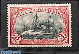 Germany, Colonies 1905 Ostafrika, 3R, 26:17 Holes, Stamp Out Of Set, Unused (hinged), Transport - Ships And Boats - Bateaux