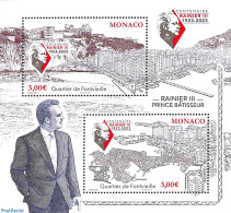 Monaco 2023 Rainier III, Fontvieille S/s, Mint NH, Various - Maps - Ungebraucht