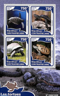 Central Africa 2016 Turtles 4v M/s, Mint NH, Nature - Reptiles - Turtles - Central African Republic