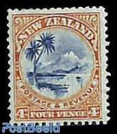 New Zealand 1902 4d, Perf. 14:13, WM NZ-star, Stamp Out Of Set, Unused (hinged), Nature - Trees & Forests - Ongebruikt