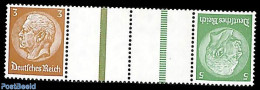 Germany, Empire 1936 3Pf+tab+tab+5Pf, Horizontal Tete-beche Strip, Mint NH - Neufs