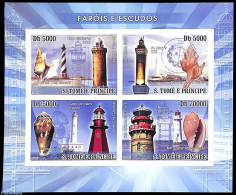 Sao Tome/Principe 2008 Lighthouses & Shells 4v M/s, Imperforated, Mint NH, Nature - Various - Shells & Crustaceans - L.. - Vie Marine