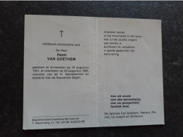 Henri Van Goethem ° Antwerpen 1931 + Antwerpen 1985 (Fam: Peeters - Prenen - Le Joseph - Willekens) - Obituary Notices