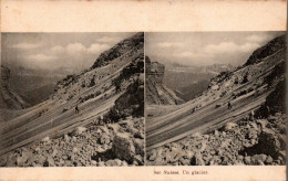 N°3963 W -carte Stéréoscopique -Suisse -Un Glacier- - Stereoscope Cards