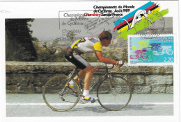 1989 Carte Maxi. Cyclisme:" Championnats Du Monde De Cyclisme Sur Route à Chambéry" - Cyclisme