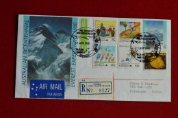 1988 Australia Bicentennial Everest Stationery Special Cancel Registered To Nepal Mountaineering Escalade Alpinisme - Bergsteigen