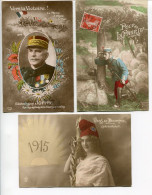 LOT 3 CPA Patriotiques Ecrites * Vers La Victoire JOFFRE Marne Aisne Yser / Pour La Patrie (soldat) / 1915 Vers Triomphe - Patriottiche