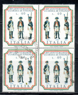 ITALIA REPUBBLICA ITALY REPUBLIC 1974 GUARDIA DI FINANZA FINANCE POLICE LIRE 40 QUARTINA BLOCK USATO USED OBLITERE' - 1971-80: Used