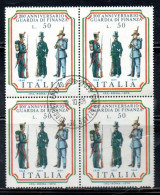 ITALIA REPUBBLICA ITALY REPUBLIC 1974 GUARDIA DI FINANZA FINANCE POLICE LIRE 50 QUARTINA BLOCK USATO USED OBLITERE' - 1971-80: Used