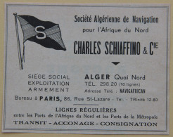 Publicité : Sté Algérienne De Navigation Pour L'Afrique Du Nord, Charles Schiaffino, Alger, Paris, 1950 - Publicités