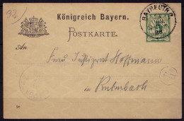 Bayreuth-Kulmbach Bayern 1898 Karte Distributions/Briefträgerstempel B4 (b783 - Autres & Non Classés