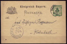Bayreuth-Kulmbach Bayern 1898 Karte Distributions/Briefträgerstempel 11 (b781 - Other & Unclassified