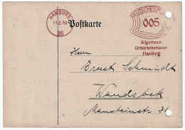See Health Insurance, Company Postcard Seal DR 005 Hamburg 02/11/1938 / SEE-KRANKENKASSE Hamburg - Briefkaarten