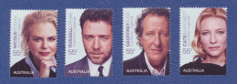 AUSTRALIE  4 Timbres Gommés Neufs**. N. Kidman, R. Crowe, G.Rush, C. Blanchett. 2009. Cinéma Film, Movie. - Film