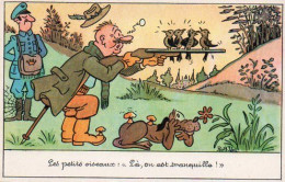 4V5Hy    Chasse Chasseur Humour Illustrateur Rob Vel Oiseaux Sur Fusil En TBE - Hunting