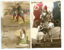 LOT 2 CPA Patriotiques Ecrites Dieu Les Protègera Vive La France (soldats Petite Fille) & La Réunion Pour La Paix Femmes - Heimat