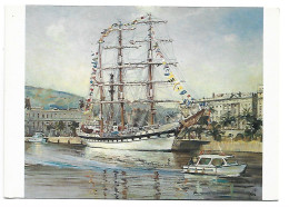 EL " GLORIA " EN BARCELONA, BUQUE ESCUELA DE COLOMBIA.- PINTURA DE NUÑEZ SEGURA - Sailing Vessels