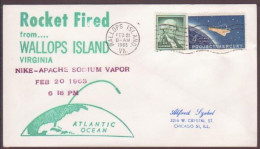 US Space Cover 1963. Rocket "Nike Apache" Launch. Wallops Island. Sodium Vapor - USA