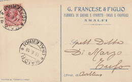 Italy. A218. Maiori. 1918. Cartolina Postale PUBBLICITARIA ... FABBRICA DI LIQUORI E CONFETTI ... - Poststempel