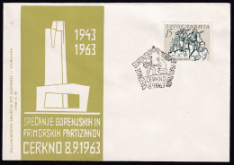 .Yugoslavia, 1963-09-08, Slovenia, Cerkno, WWII, Partisans, Special Postmark & Cover - Altri & Non Classificati