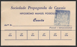 Portugal Cascais Hippodrome Manuel Possollo Billet Invitation équitation Horse Racing Invitation Ticket Circa 1950/60 - Eintrittskarten