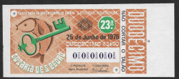 Portugal Loterie SPECIMEN São Pedro  Saint Pierre 25.06.1976 RARE Saint Peter Lottery - Loterijbiljetten