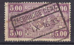 Belgium 1923/24 Mi. 155, 5.00 Fr. Chemin De Fer Spoorwegen Deluxe Boxed ZEERBRÜGGE CENT. Cancel !! - Usati