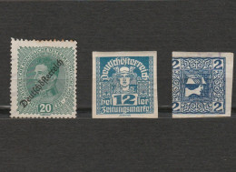 Deutschosterreich  Autriche Allemande 6 Timbres Dont 1 Surchargé 1 Zeitungsmark - Used Stamps
