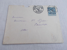 FRANCE.ENVELOPPE.TIMBRE SAGE.15CTS BLEU. CACHET MONTLUCON A MME LEPINE.CHANTELLE.ALLIER. - 1877-1920: Semi-Moderne