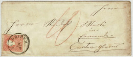 Oesterreich 1860, Briefumschlag Feldkirch - Ennenda (Schweiz), Via Bahnpost Chur - St. Gallen - Lettres & Documents