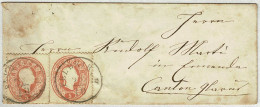 Oesterreich 1861, Briefumschlag Feldkirch - Ennenda (Schweiz), Via Bahnpost Chur - St. Gallen - Storia Postale