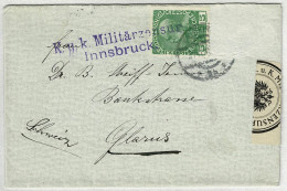 Oesterreich 1915, Brief Feldkirch - Glarus (Schweiz), Militärzensur Innsbruck, Censor, Verschlusszettel - Lettres & Documents