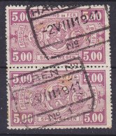 Belgium 1923/24 Mi. 155, 5.00 Fr. Chemin De Fer Spoorwegen Deluxe Boxed HAREN No. 1 Cancel !! - Used