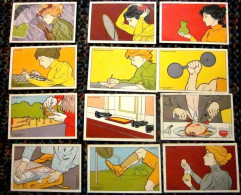 Rare Série Complète De 12 Cartes Illustrées Dans Le Style Art Nouveau, Créées Par L'artiste Henri Meunier - 1900-1949