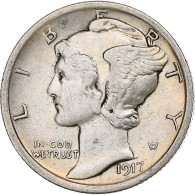 États-Unis, Dime, Mercury, 1917, Philadelphie, Argent, TTB, KM:140 - 1916-1945: Mercury (Mercurio)