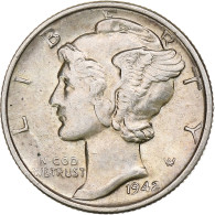 États-Unis, Dime, Mercury, 1942, Philadelphie, Argent, TTB, KM:140 - 1916-1945: Mercury (Mercurio)